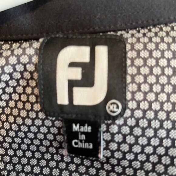 FootJoy FJ men’s polo Size XL black white geometric print contrasting trim golf - Picture 2 of 7
